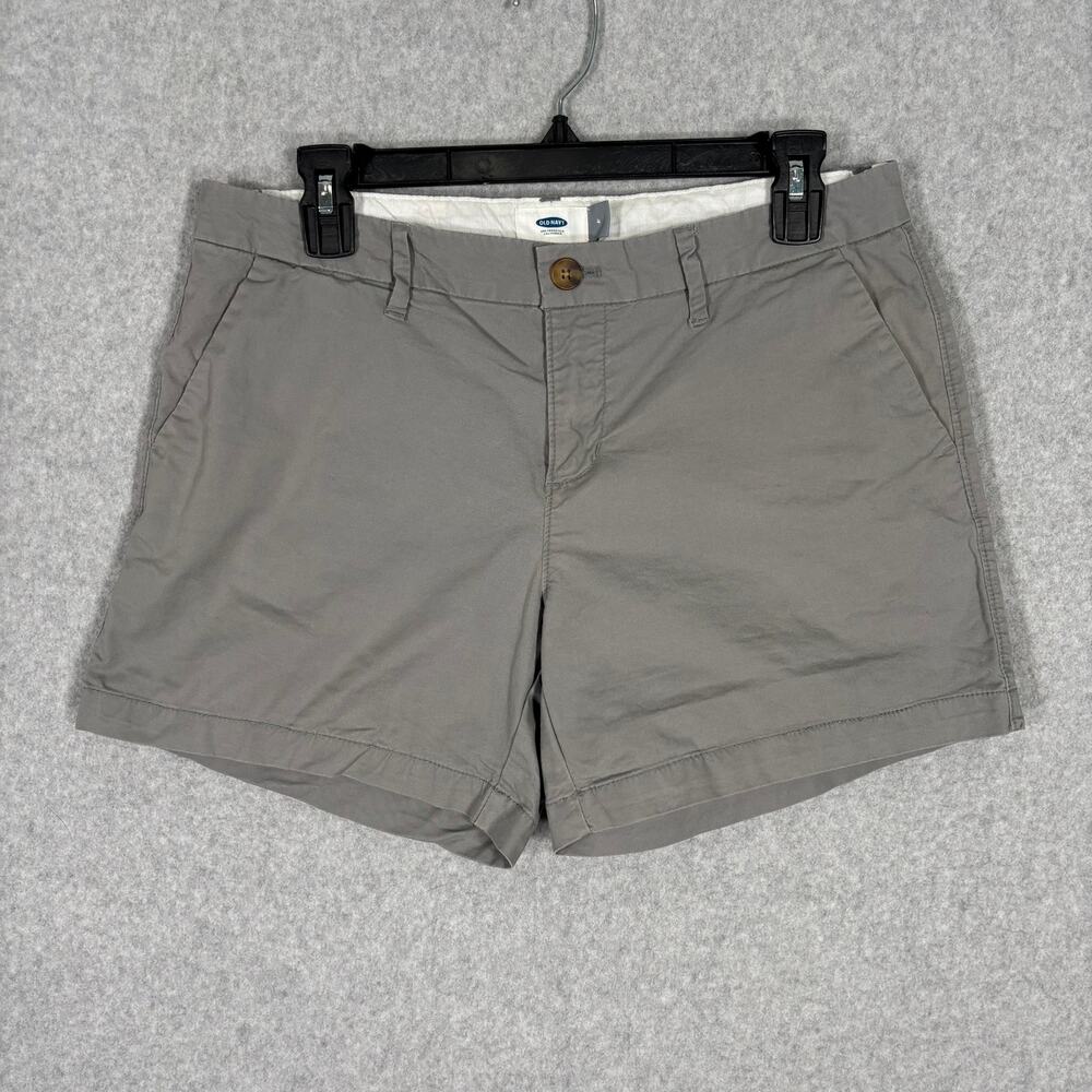 Old Navy Shorts 4 Gray Chino Khaki Stretch Basic Minimal Hike Camp GORP 5 Inseam